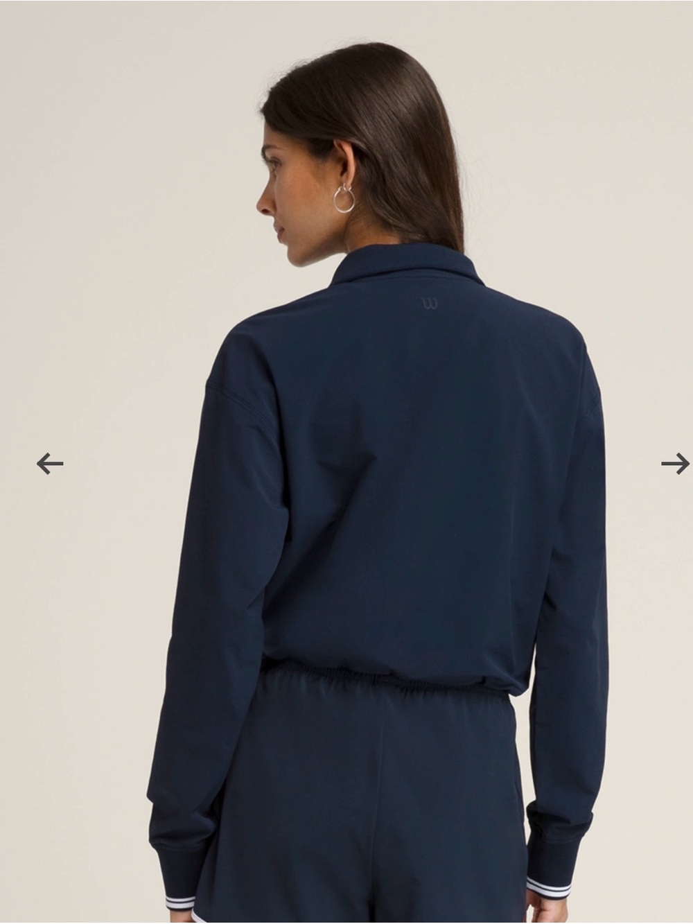 Wilson Davenport Woven Popover Women's Navy Quarter-Zip Pullover Top XL NWT - Picture 3 of 8